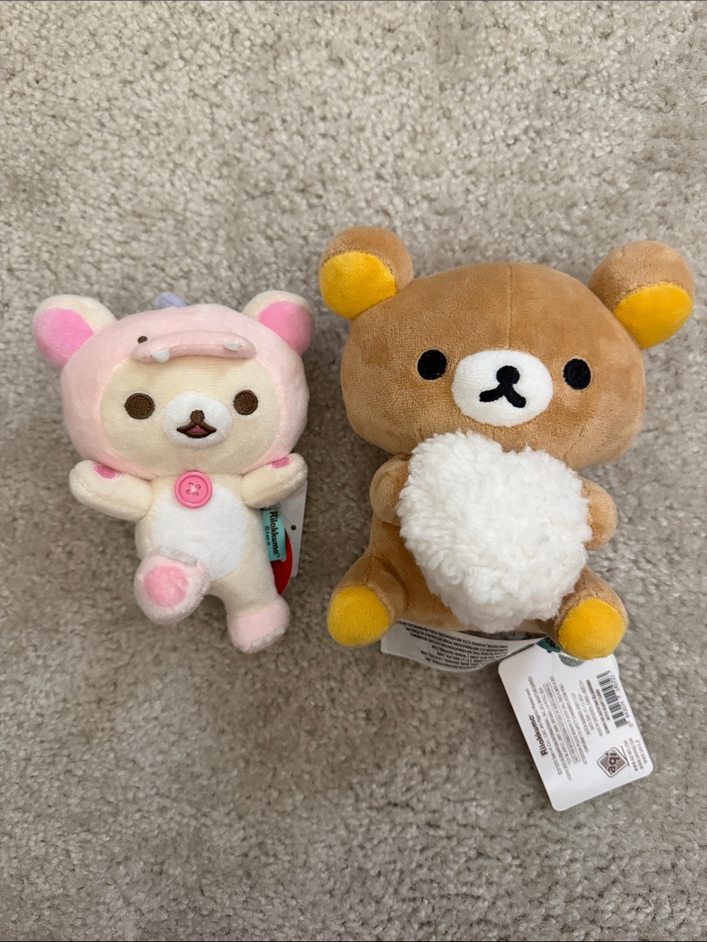 Small Rilakkuma and Korilakkuma plush bundle of 2
